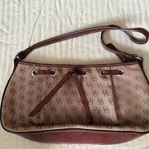 Dooney & Bourke Tan and Brown Monogram Shoulder Bag - PREOWNED